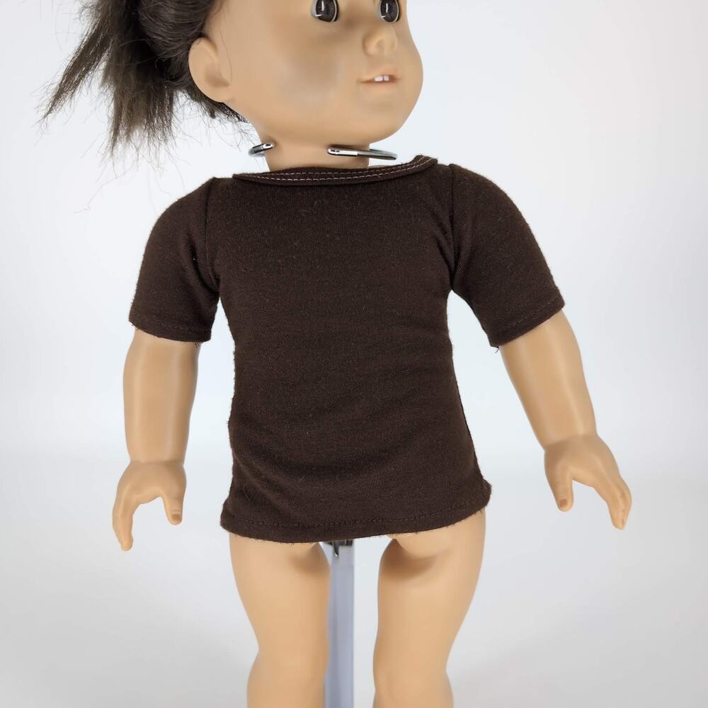 Unbranded Long Brown Doll T-Shirt Tee with Short Sleeves for 18" Dolls - GUC